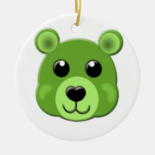 Ornamento De Cerâmica cara verde do urso de ursinho
