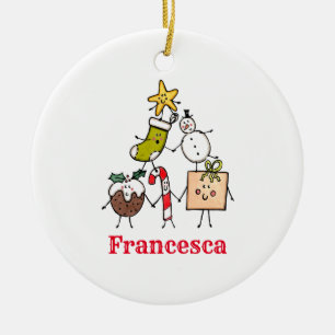 Ornamento De Cerâmica Caracteres de Natal Curto Personalizados