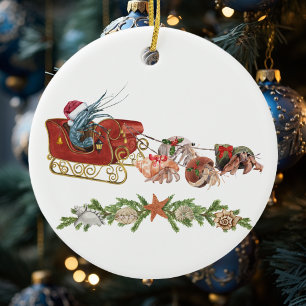 Ornamento De Cerâmica Caranguejo Ermitão de Camarão de Natal Crustáceo S