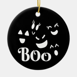 Ornamento De Cerâmica Caras de Fantasmas de Halloween Caprichosas Pretas