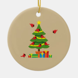 Ornamento De Cerâmica Cardeais Vermelhos - Merrier Natal Passado Junto