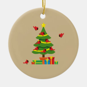 Ornamento De Cerâmica Cardeais Vermelhos - Merrier Natal Passado Junto