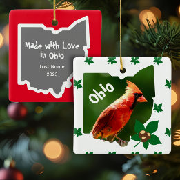 Ornamento De Cerâmica Cardeal e Buckeyes no Natal