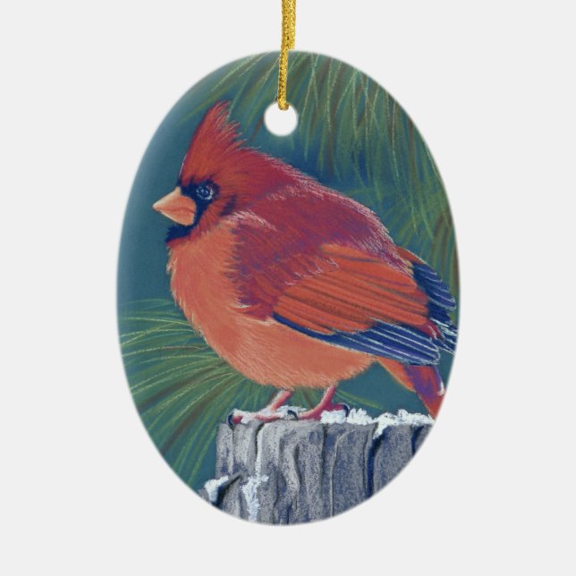 Ornamento De Cerâmica Cardinal (Frente)