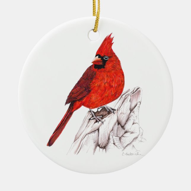 Ornamento De Cerâmica Cardinal (Frente)