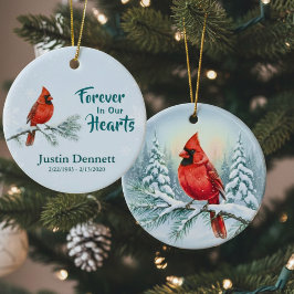 Ornamento De Cerâmica Cardinal Para Sempre Em Nossos Corações Natal Pers