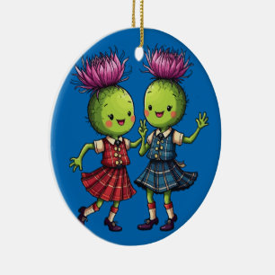 Ornamento De Cerâmica Cardos Vestindo Xadrez Dançando Ceilidh Escocês
