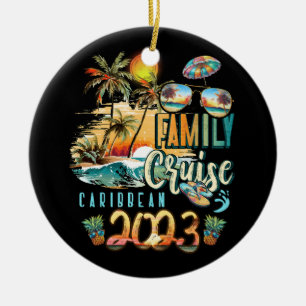 Ornamento De Cerâmica Caribe de Cruzeiro Familiar 2023 Férias de Verão P