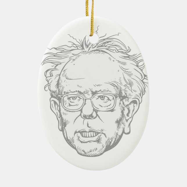 Ornamento De Cerâmica Caricatura de Bernie (Verso)
