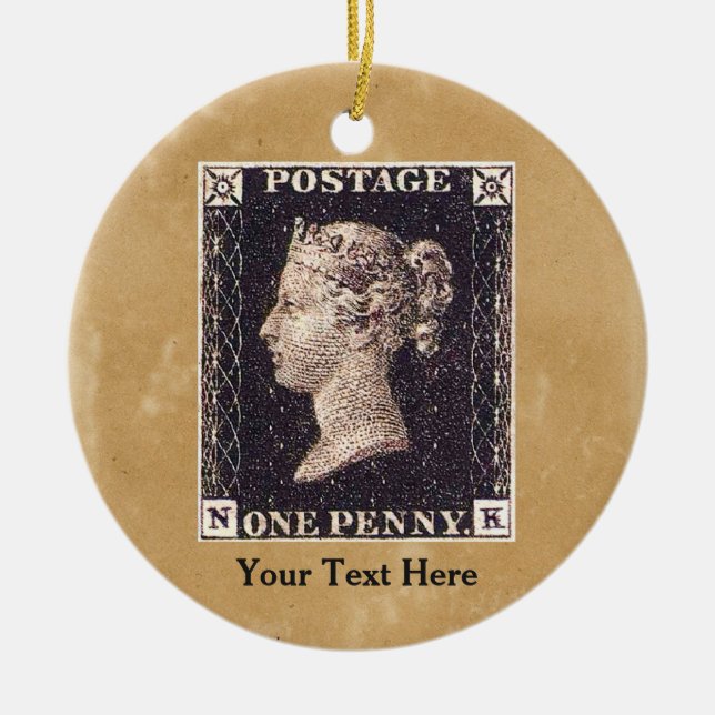 Ornamento De Cerâmica Carimbo de Penny Black (Frente)