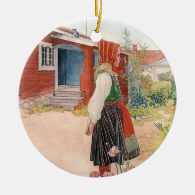 Ornamento De Cerâmica Carl Larsson a casa de Falun (Frente)
