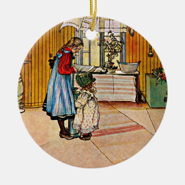 Ornamento De Cerâmica Carl Larsson art: A Cozinha (Frente)
