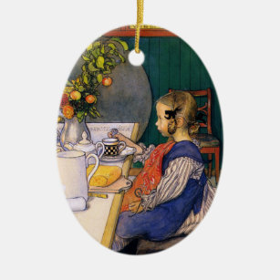 Ornamento De Cerâmica Carl Larsson, o infeliz café da manhã da última ri