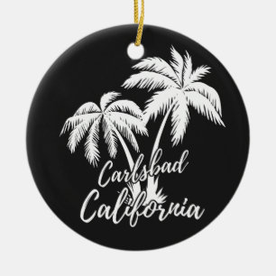 Ornamento De Cerâmica Carlsbad California Beach Palm Trees