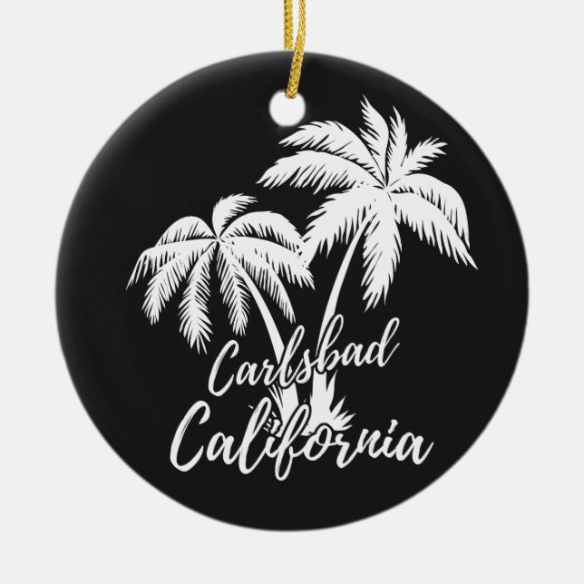 Ornamento De Cerâmica Carlsbad California Beach Palm Trees (Frente)