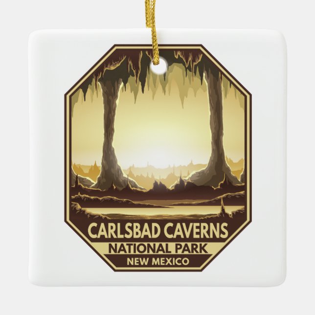 Ornamento De Cerâmica Carlsbad Caverns National Park Retro Emblem (Frente)