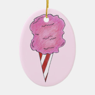 Ornamento De Cerâmica Carnaval de Cana-de-Algodão Cor Rosa, Arrastando A
