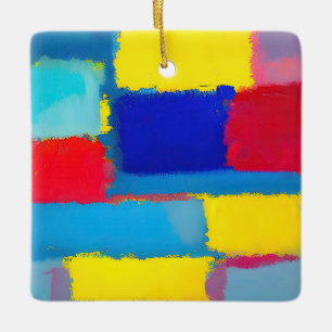 Ornamento De Cerâmica "Carnaval de Cobalto" Abstrato Art