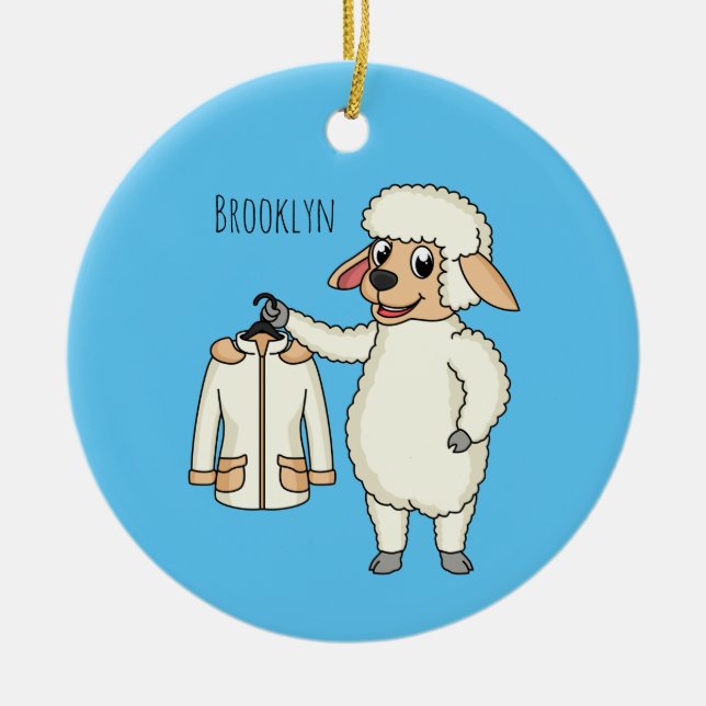 Ornamento De Cerâmica Carneiro bonito com cartografia de jaqueta (Frente)