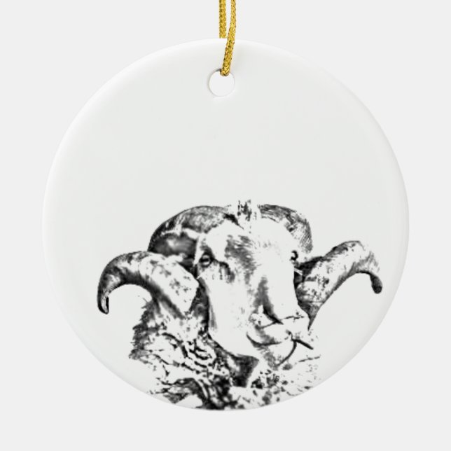 Ornamento De Cerâmica Carneiro Funky Fofo (Frente)
