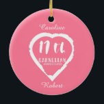 Ornamento De Cerâmica Carnélio tradicional do 17.º aniversário de casame<br><div class="desc">Se você quiser alguma ajuda para personalizar este design,  entre em contato comigo,  há um botão para perguntar a este designer,  logo abaixo deste texto. Design de pincel amoroso para pessoas celebrando 17 anos de casamento. Gemstone Carnelian é o presente tradicional para esta ocasião.</div>
