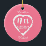 Ornamento De Cerâmica Carnélio tradicional do 17.º aniversário de casame<br><div class="desc">Se você quiser alguma ajuda para personalizar este design,  entre em contato comigo,  há um botão para perguntar a este designer,  logo abaixo deste texto. Design de pincel amoroso para pessoas celebrando 17 anos de casamento. Gemstone Carnelian é o presente tradicional para esta ocasião.</div>