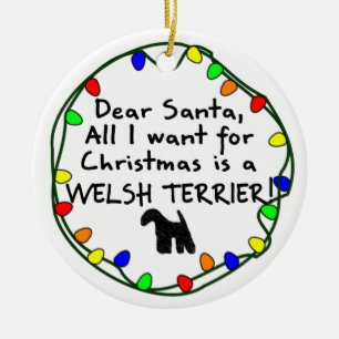 Ornamento De Cerâmica Caro papai noel galês Terrier