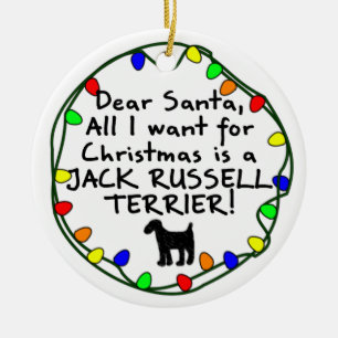 Ornamento De Cerâmica Caro papai noel Jack Russell Terrier