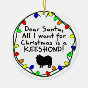 Ornamento De Cerâmica Caro Papai noel Keeshond