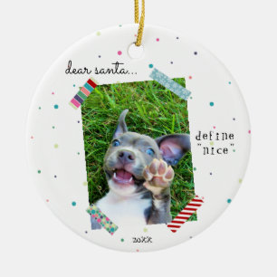 Ornamento De Cerâmica Caros Papais noeis Definem Uma Boa Foto De Cão De