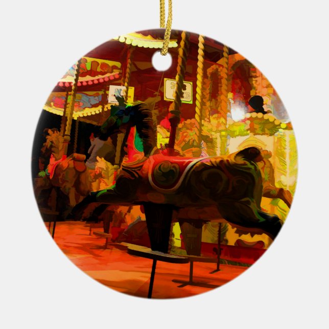 Ornamento De Cerâmica Carousel Ride Midnight (Frente)
