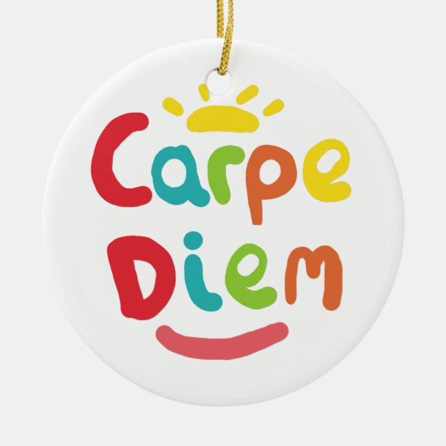 Ornamento De Cerâmica Carpe Diem (Frente)