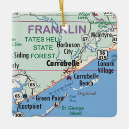 Ornamento De Cerâmica Carrabelle Florida Map