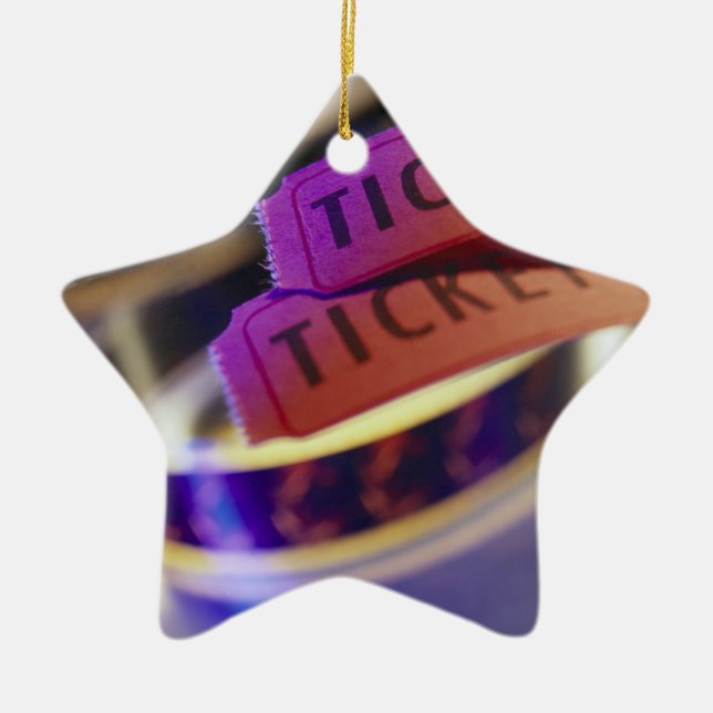 Ornamento De Cerâmica Carretel dos bilhetes (Frente)