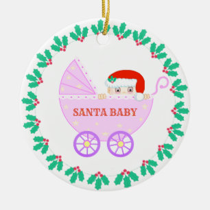 Ornamento De Cerâmica Carrinho de Bebê de Natal