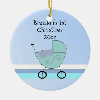Ornamento De Cerâmica Carrinho de Bebê Primeiro Natal