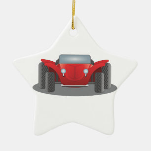 Ornamento De Cerâmica Carrinho vermelho e preto do
