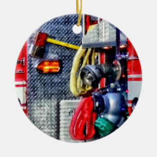 Ornamento De Cerâmica Carro de bombeiros com mangueiras e machado