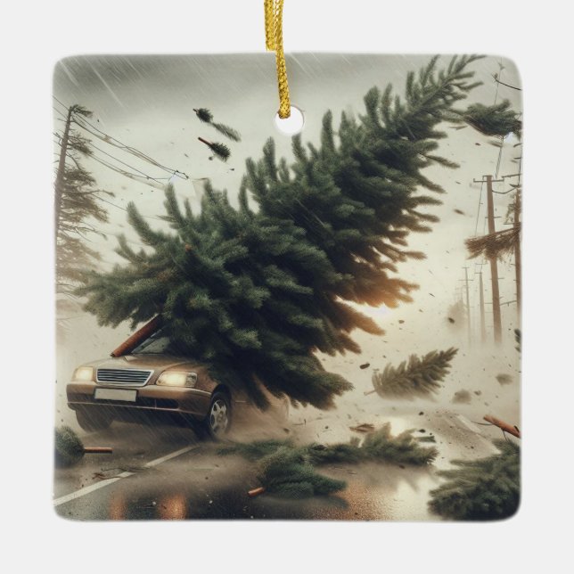 Ornamento De Cerâmica Carro de champanhe Bomba Ciclone (Frente)