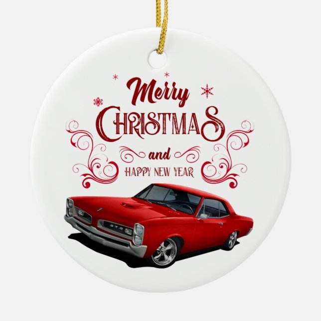 Ornamento De Cerâmica Carro de Natal Red GTO (Frente)