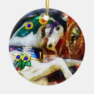 Ornamento De Cerâmica Carrossel Horse Closeup