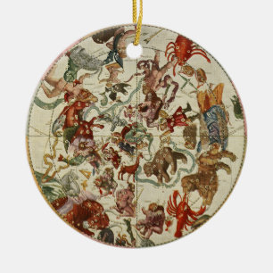 Ornamento De Cerâmica Carta Celeste Antiga do Hemisfério Norte Estelar 1