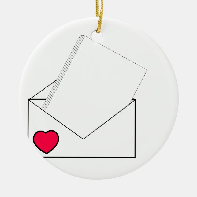 Ornamento De Cerâmica Carta de amor (Frente)