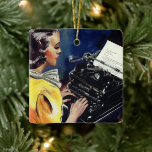 Ornamento De Cerâmica Carta de Digitação do Secretário Executivo da Vint