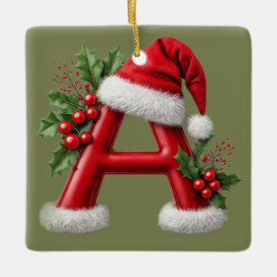 Ornamento De Cerâmica Carta de Natal A Decorada Com Chapéu de Papai Noel