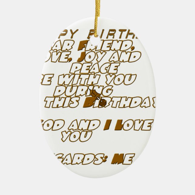 Ornamento De Cerâmica Cartão de aniversário para um amigo cristão (Frente)