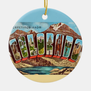 Ornamento De Cerâmica Cartão postal Azul Vintage Colorado