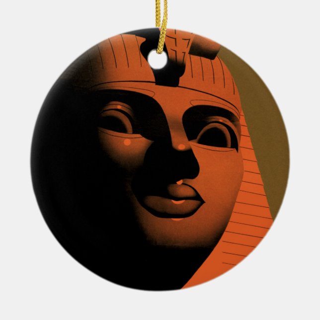 Ornamento De Cerâmica Cartaz de Viagem Antigo com Esfinge, Egito, África (Frente)