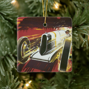 Ornamento De Cerâmica Cartaz de Viagem Antigo, Corrida de Automobilismo