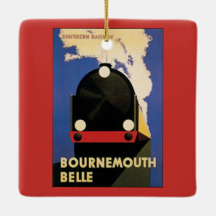 Ornamento De Cerâmica Cartaz de Viagem Antigo, Trem Bournemouth Belle